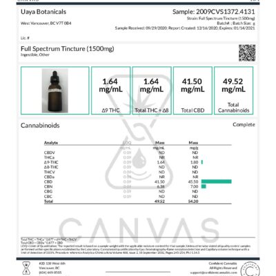 UAYA Tinctures 1500mg - CBD Full Spectrum