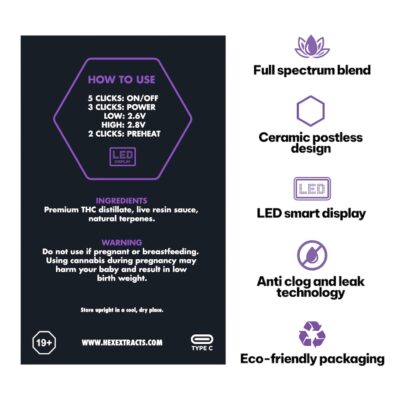 Hex Extracts Live Resin 2g Vape - Backwood Bliss (Indica)