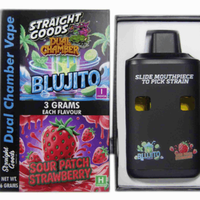 Straight Goods 6g Dual Chamber Vape – Blujito + Sour Patch Strawberry