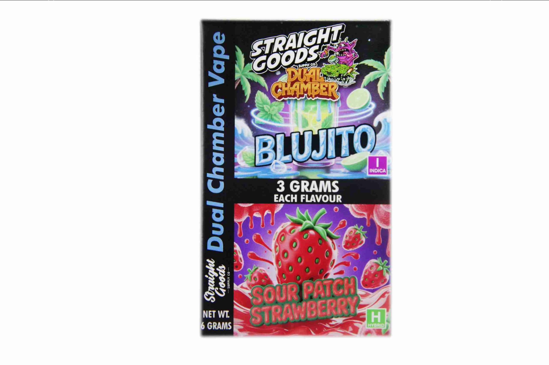 Straight Goods 6g Dual Chamber Vape – Blujito + Sour Patch Strawberry Straight Goods 6g Dual Chamber Vape – Blujito + Sour Patch Strawberry
