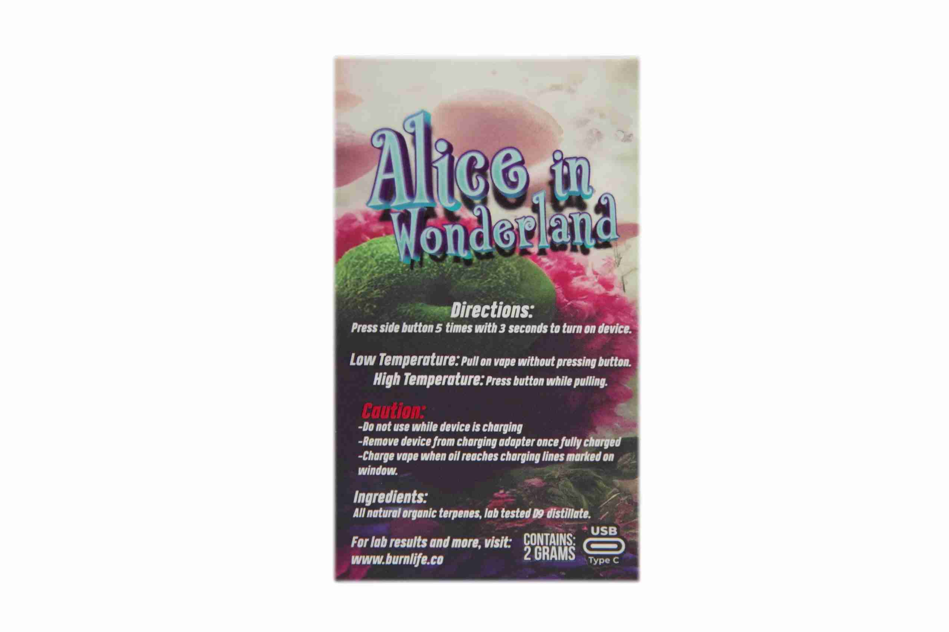 Burn Disposable Vape (2g) - Alice in Wonderland (Hybrid) Burn Disposable Vape (2g) - Alice in Wonderland (Hybrid)