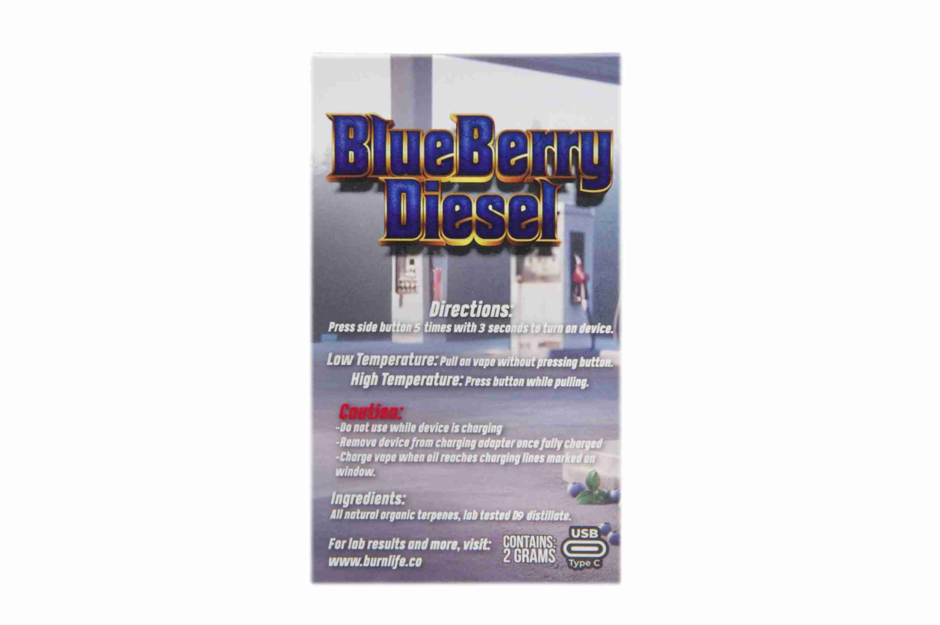 Burn Disposable Vape (2g) - Blueberry Diesel (Hybrid) Burn Disposable Vape (2g) - Blueberry Diesel (Hybrid)