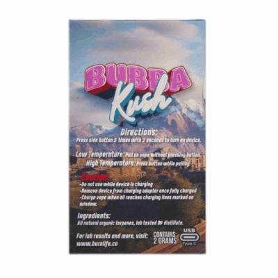 Burn Disposable Vape (2g) - Bubba Kush (Hybrid)