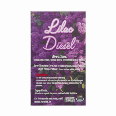 Burn Disposable Vape (2g) - Lilac Diesel (Sativa)
