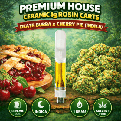 Premium House Ceramic 1g Rosin Carts - Death Bubba x Cherry Pie (Indica)