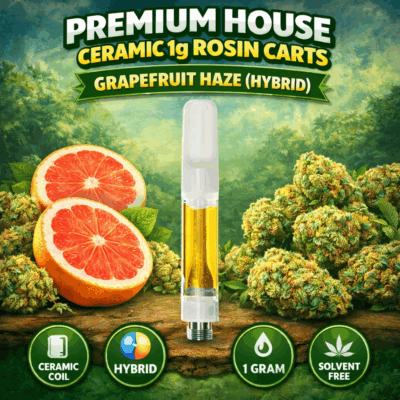 Premium House Ceramic 1g Rosin Carts - Grapefruit Haze (Hybrid)