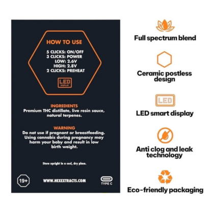 Hex Extracts Live Resin 2g Vape - Banana Runtz (Hybrid)