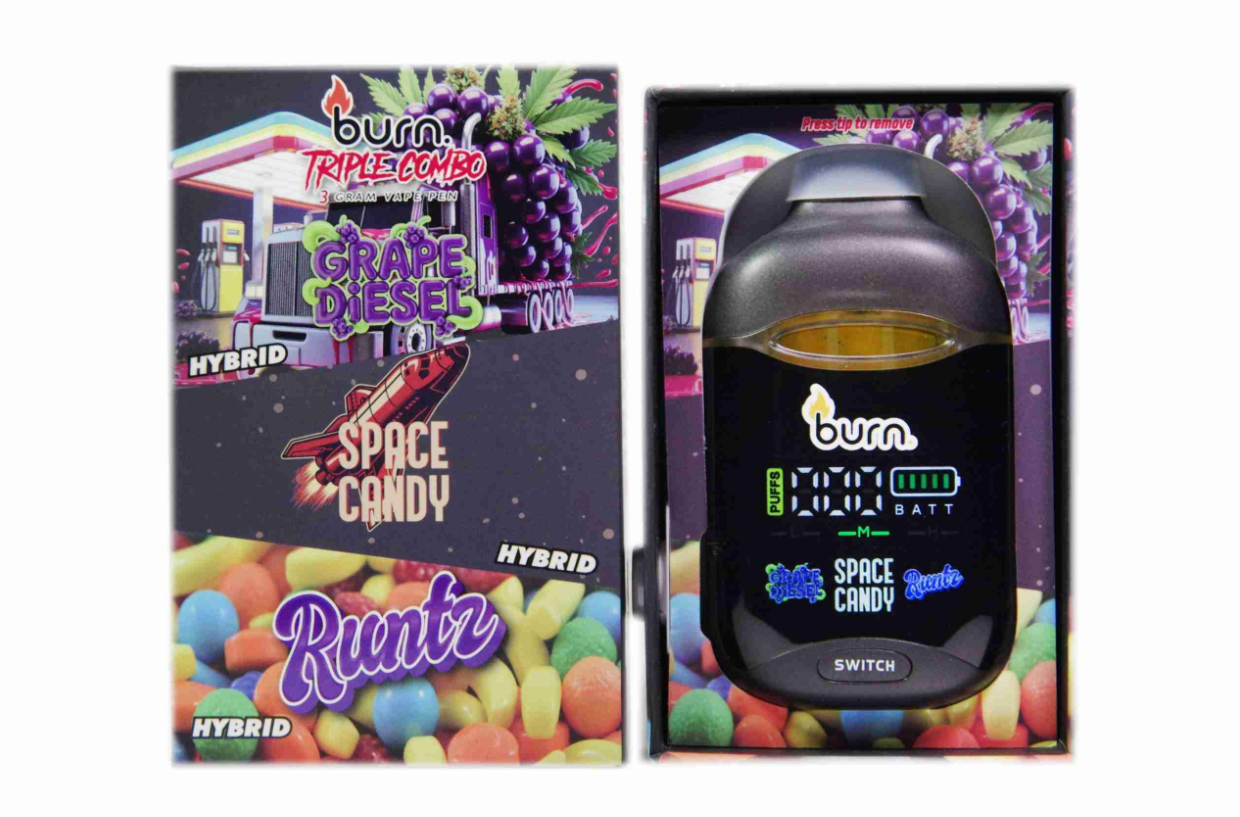 Burn Triple Combo (3g) - Grape Diesel + Space Candy + Runtz Burn Triple Combo (3g) - Grape Diesel + Space Candy + Runtz