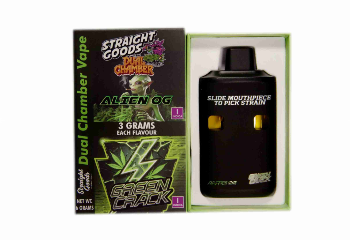 Straight Goods 6g Dual Chamber Vape - Alien OG + Green Crack Straight Goods 6g Dual Chamber Vape - Alien OG + Green Crack