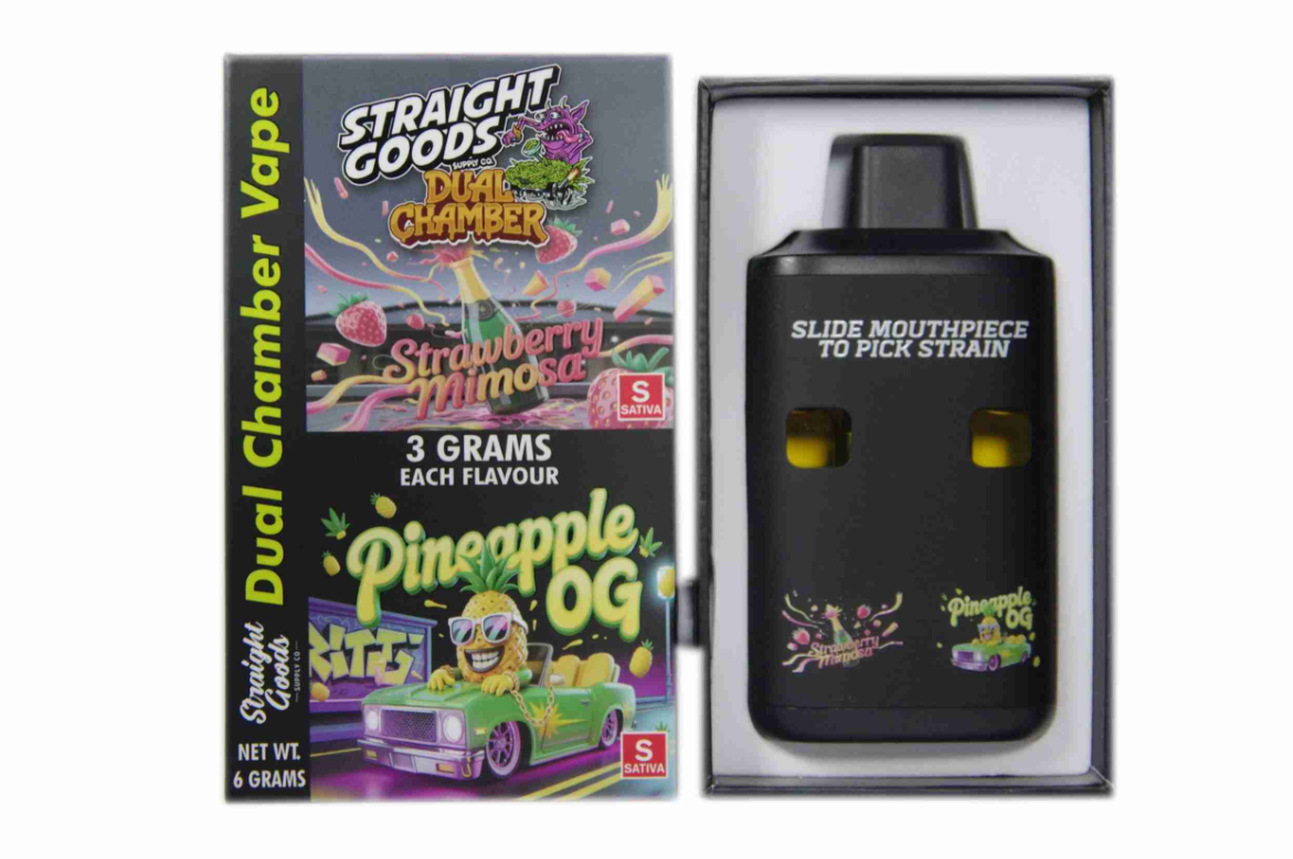 Straight Goods 6g Dual Chamber Vape - Strawberry Mimosa + Pineapple OG Straight Goods 6g Dual Chamber Vape - Strawberry Mimosa + Pineapple OG